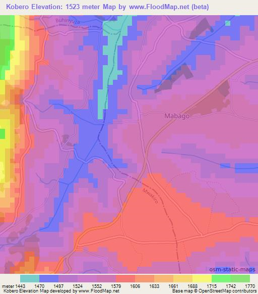 Kobero,Burundi Elevation Map