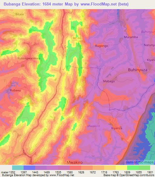 Bubanga,Burundi Elevation Map