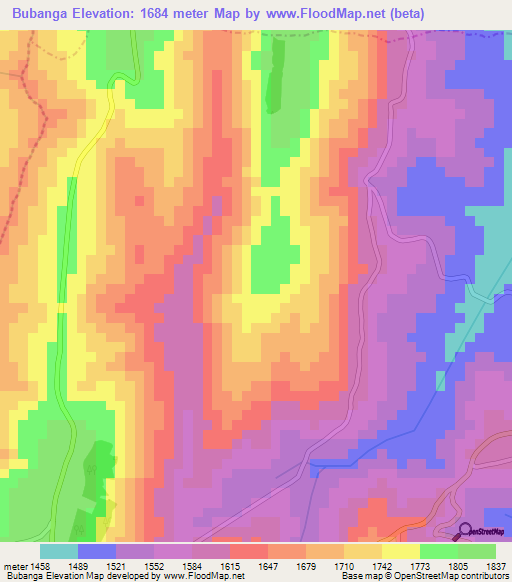 Bubanga,Burundi Elevation Map