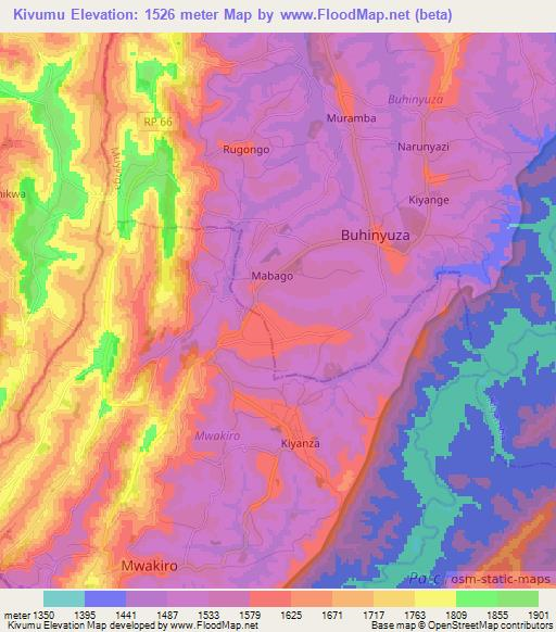 Kivumu,Burundi Elevation Map