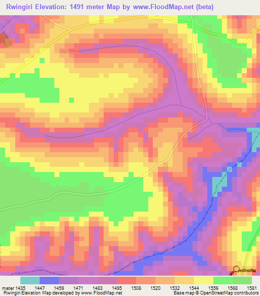 Rwingiri,Burundi Elevation Map