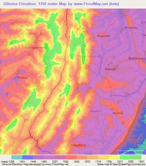 Gihoma,Burundi Elevation Map