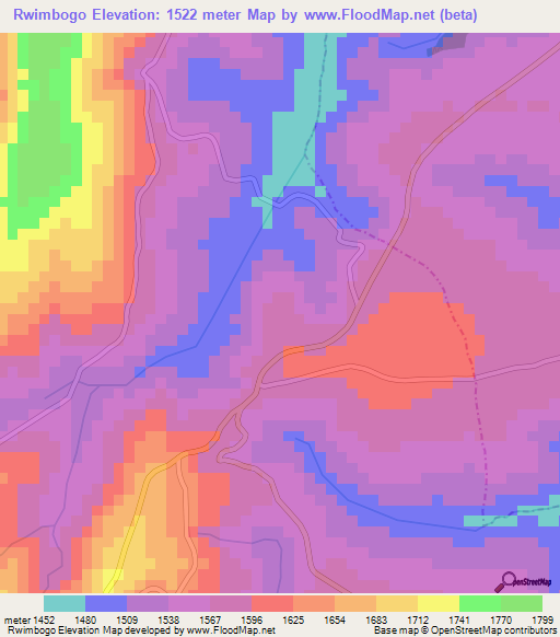 Rwimbogo,Burundi Elevation Map