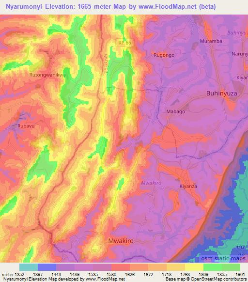 Nyarumonyi,Burundi Elevation Map