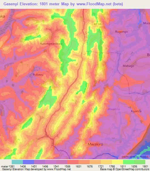 Gasenyi,Burundi Elevation Map