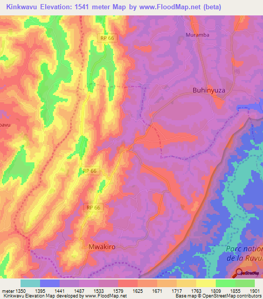 Kinkwavu,Burundi Elevation Map
