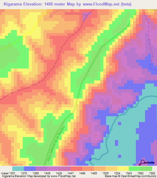 Kigarama,Burundi Elevation Map