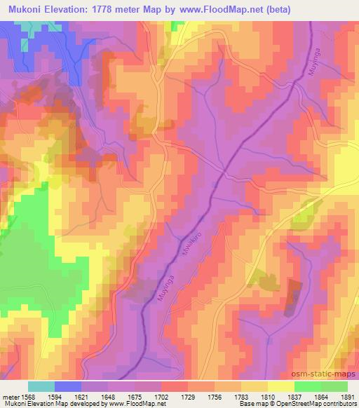 Mukoni,Burundi Elevation Map