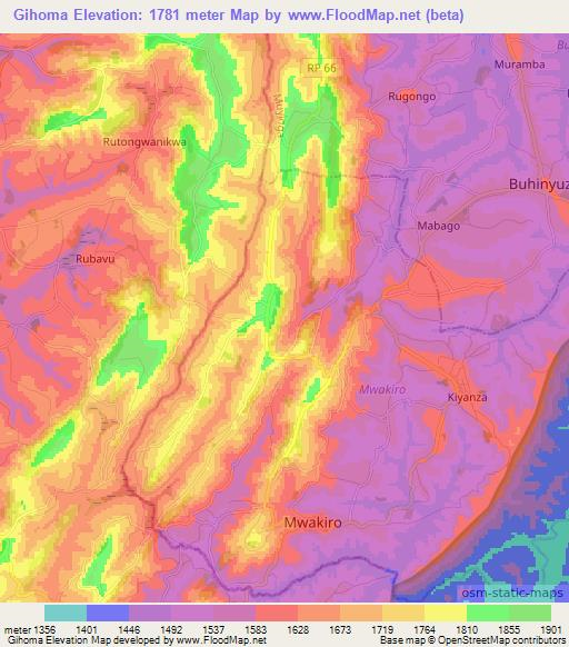 Gihoma,Burundi Elevation Map