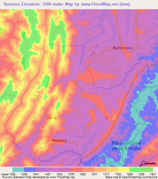 Ruvumu,Burundi Elevation Map