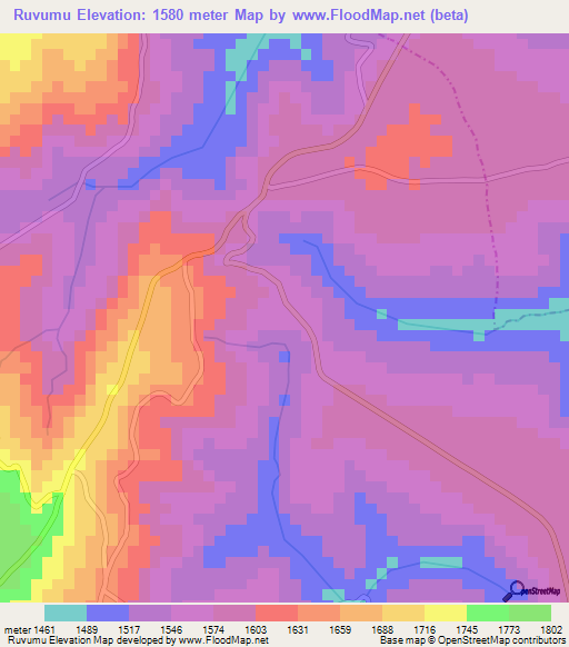 Ruvumu,Burundi Elevation Map