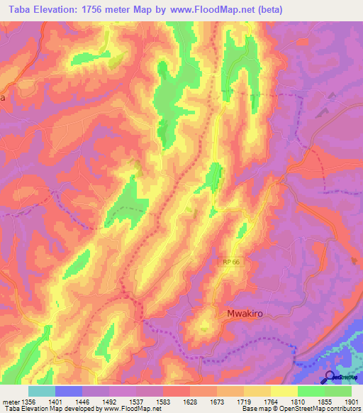Taba,Burundi Elevation Map
