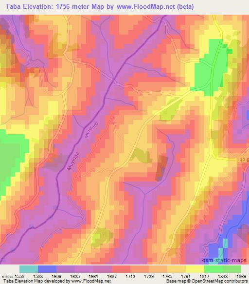 Taba,Burundi Elevation Map