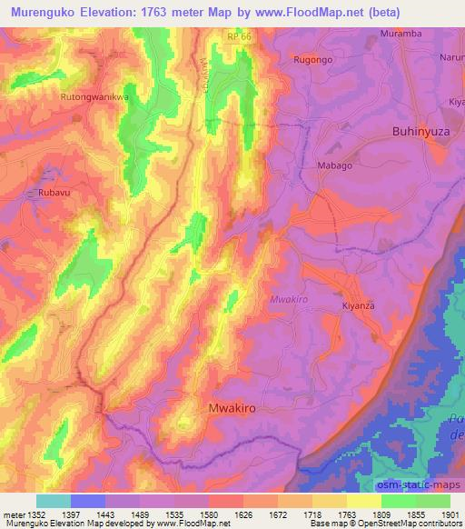 Murenguko,Burundi Elevation Map