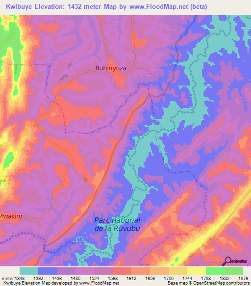 Kwibuye,Burundi Elevation Map