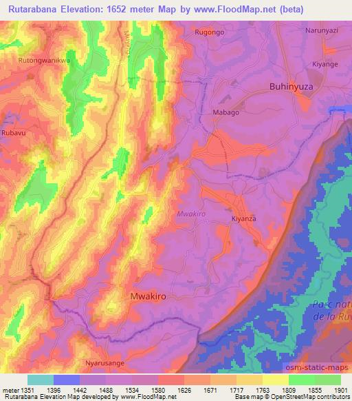 Rutarabana,Burundi Elevation Map