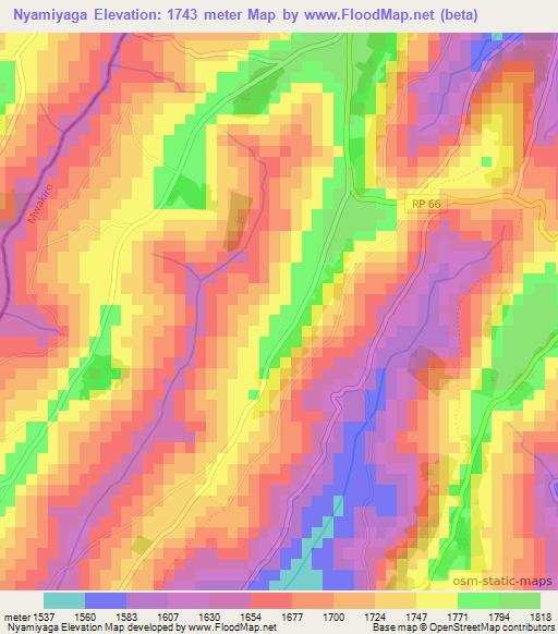 Nyamiyaga,Burundi Elevation Map