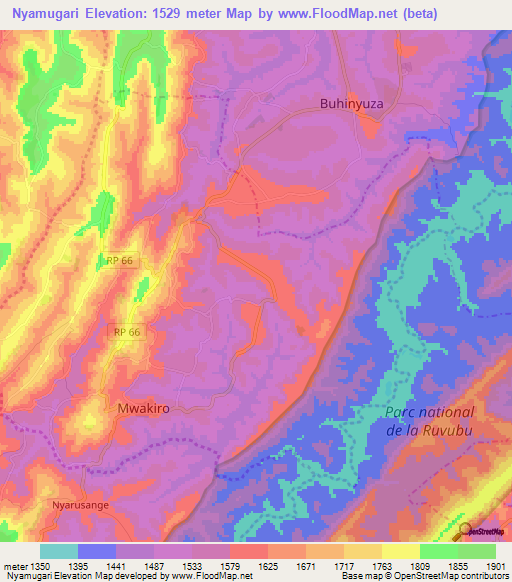 Nyamugari,Burundi Elevation Map