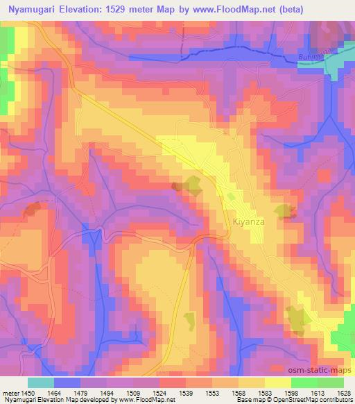 Nyamugari,Burundi Elevation Map