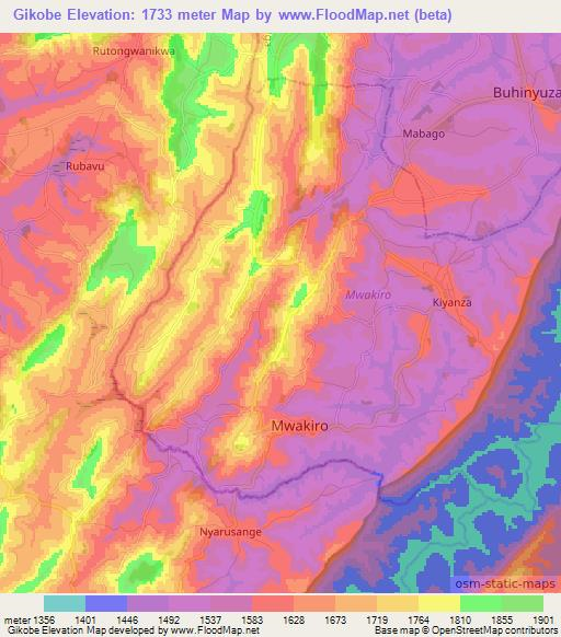 Gikobe,Burundi Elevation Map