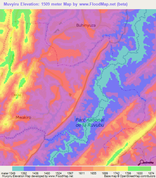 Muvyiru,Burundi Elevation Map