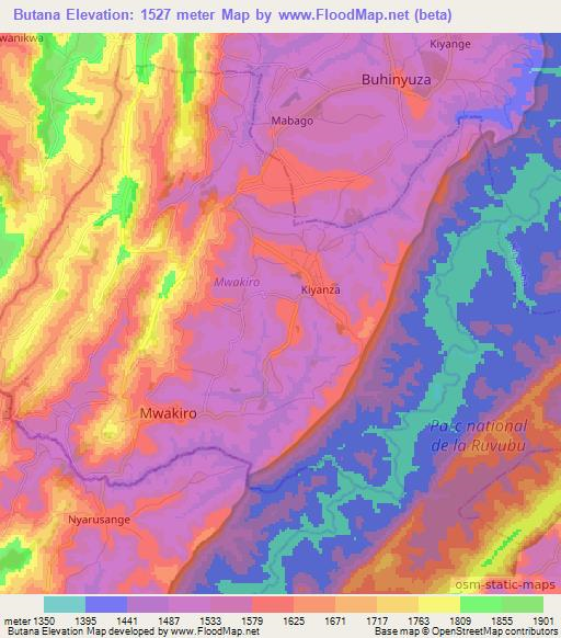 Butana,Burundi Elevation Map
