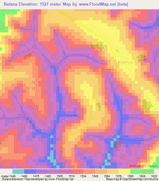 Butana,Burundi Elevation Map