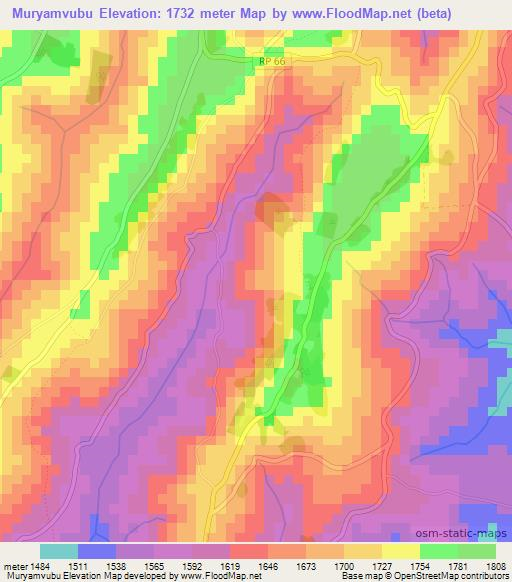 Muryamvubu,Burundi Elevation Map