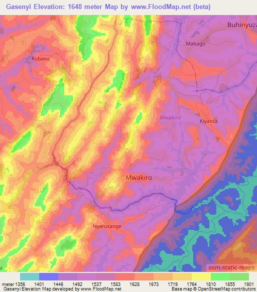 Gasenyi,Burundi Elevation Map