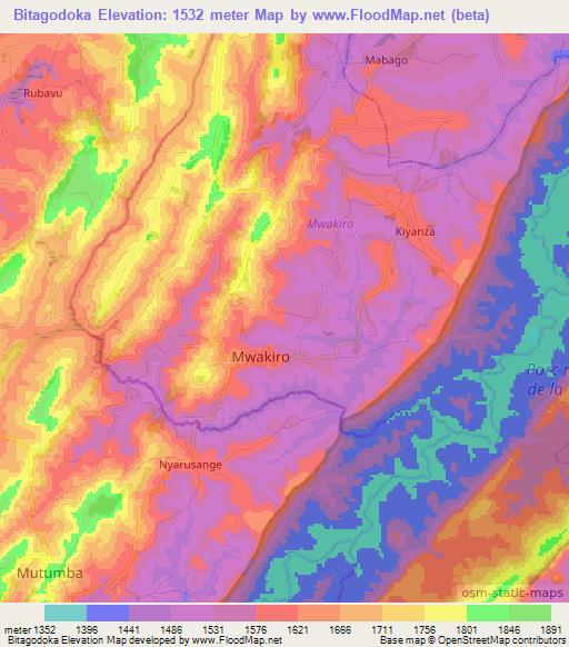 Bitagodoka,Burundi Elevation Map