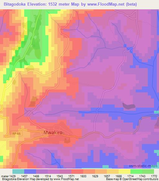 Bitagodoka,Burundi Elevation Map