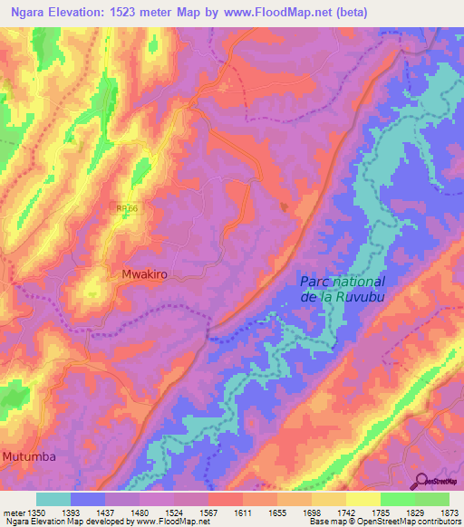 Ngara,Burundi Elevation Map