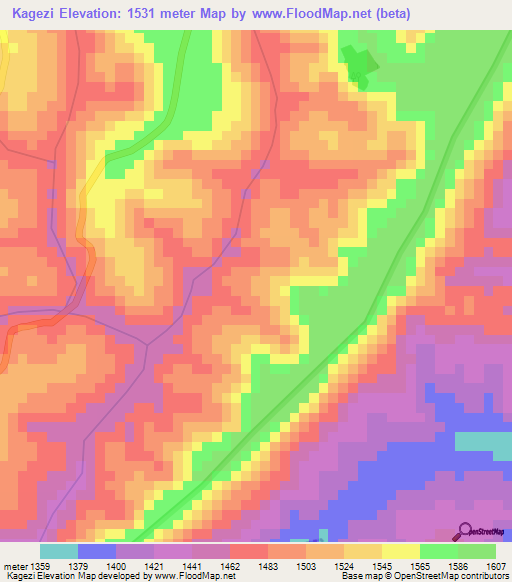 Kagezi,Burundi Elevation Map
