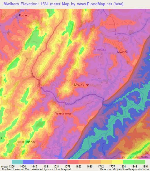 Mwihero,Burundi Elevation Map