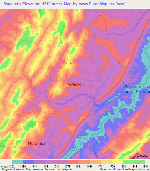 Mugerero,Burundi Elevation Map