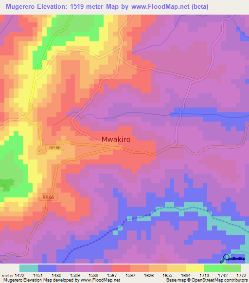 Mugerero,Burundi Elevation Map