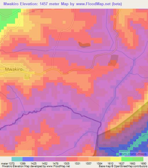 Mwakiro,Burundi Elevation Map
