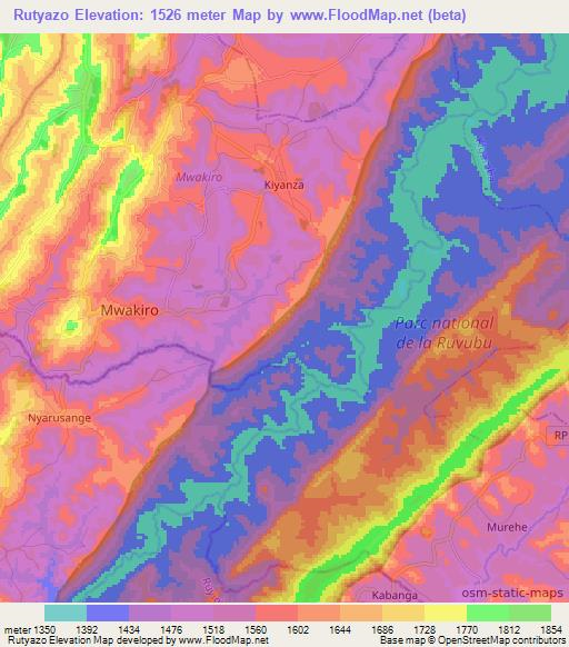 Rutyazo,Burundi Elevation Map