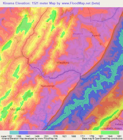 Kinama,Burundi Elevation Map