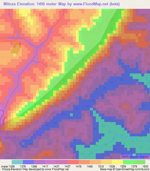 Mitoza,Burundi Elevation Map