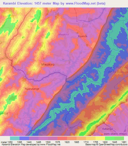 Karambi,Burundi Elevation Map