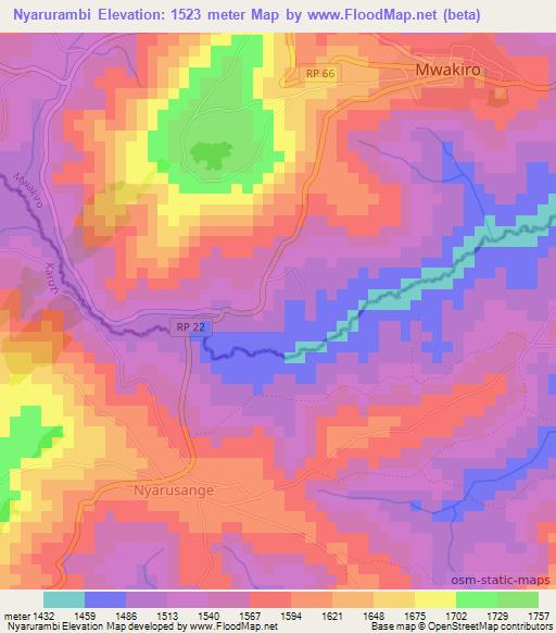 Nyarurambi,Burundi Elevation Map