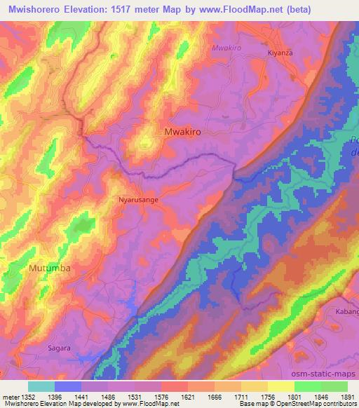 Mwishorero,Burundi Elevation Map