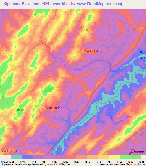 Kigarama,Burundi Elevation Map