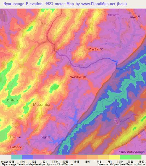 Nyarusange,Burundi Elevation Map
