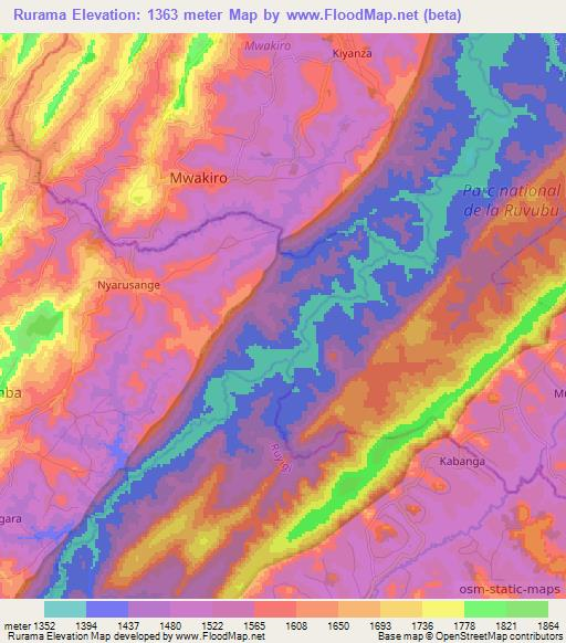 Rurama,Burundi Elevation Map