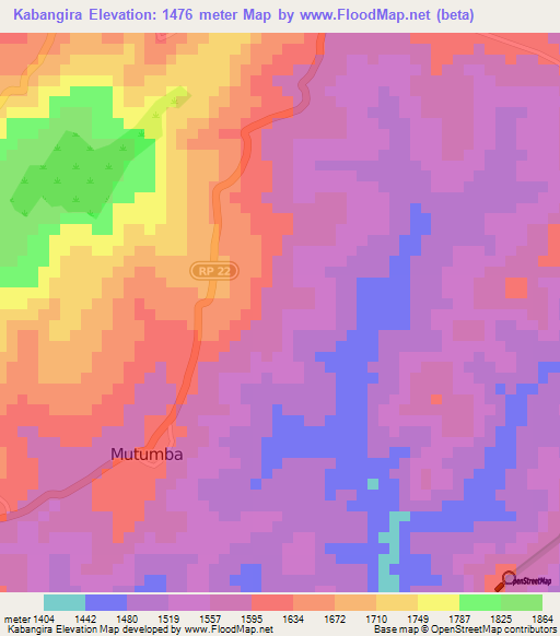 Kabangira,Burundi Elevation Map