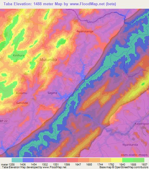 Taba,Burundi Elevation Map
