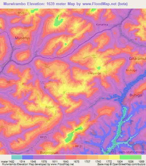 Murwirambo,Burundi Elevation Map