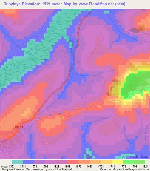 Runyinya,Burundi Elevation Map